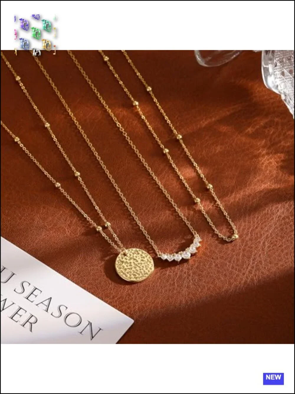 14K Gold Plated Layered Necklace Set with Cubic Zirconia